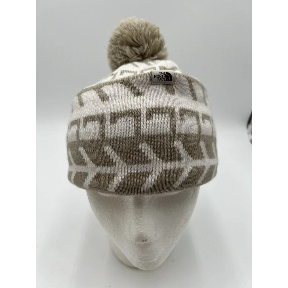 The North Face Ski Tuke Lined Pom Beanie Hat Flax Triangle Fair Isle OS
